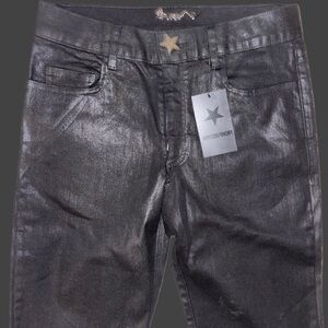 Dior Shimmering Charcoal Jeans with Star Button